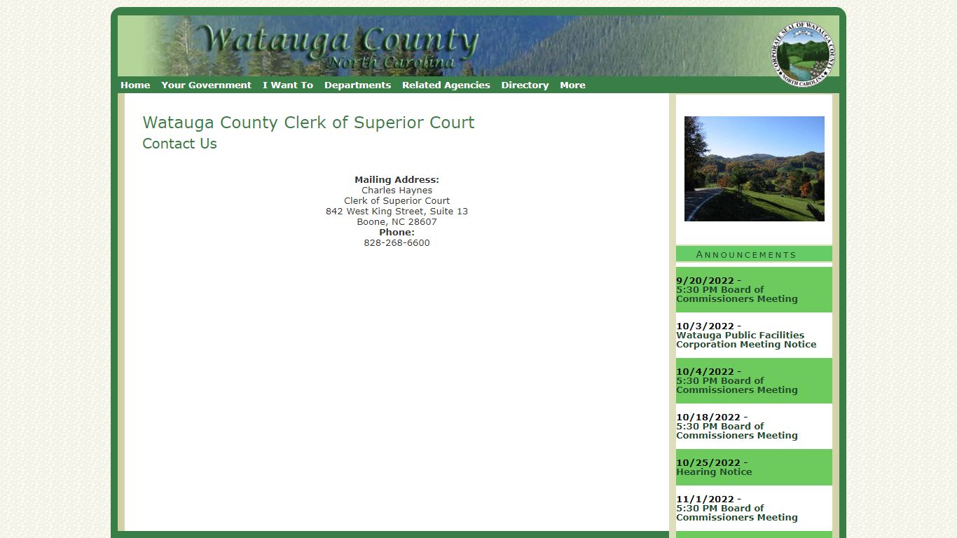 Watauga County Clerk of Superior Court