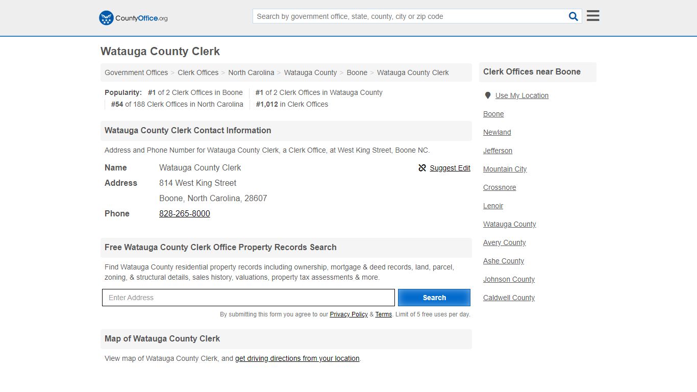 Watauga County Clerk - Boone, NC (Address and Phone)